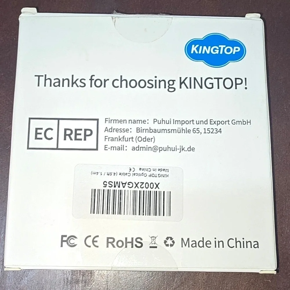 Kingtop Premium Optical Audio Cable 4.6ft 1.4m‎ Digital Toslink X002XGAMS5 New